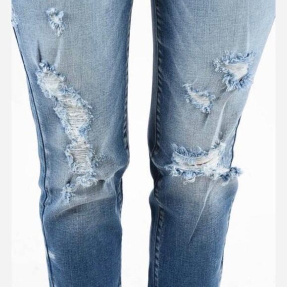 KanCan Benny Womens hi rise straight leg distressed jeans size 27 - Picture 3 of 5